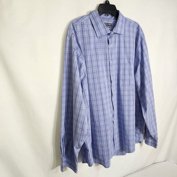 Van Heusen Mens Dress Flex Shirt 18.5 36/37 Reg Blue Oeko Tex Button Long Sleeve - Picture 4 of 13